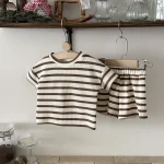 【66-100cm】セットアップ ベビー ボーダー 韓国風 - 画像 (7)