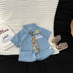 【73-120cm】セットアップ ベビー ネクタイ付き デニム - 画像 (4)