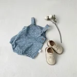 【66-90cm】ロンパース ベビー リボン 刺繍 サロペット - 画像 (3)