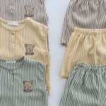 【80-130cm】セットアップ カラフル ストライプ 熊 シンプル - 画像 (6)