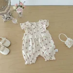 【66-90cm】ロンパース ベビー 肩フリル チェリー - 画像 (7)