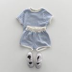 【73-120cm】Tシャツシ&ョートパンツ ベビー カジュアル ボーダー柄 - 画像 (6)