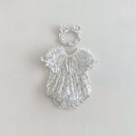 【66-140cm】ロンパースorワンピース ベビー 姉妹服 レースブルー花 - 画像 (12)