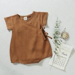 【73-100cm】ロンパース ベビー 浴衣前開き コットンリネン - 画像 (4)
