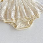 【66-90cm】ロンパース ベビー 蝶結び クリーム レース - 画像 (15)