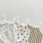 【66-90cm】ロンパース ベビー チェックor小花柄 キャミソール - 画像 (35)