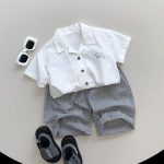 【80-130cm】ワイドパンツ キッズ服 薄手 通気性 ストライプ - 画像 (9)