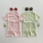 【73-100cm】Tシャツ&ショートパンツセット ベビー 柔らかなリブ素材 - 画像 (8)