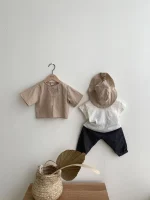 【66-90cm】ロンパースor トップス ベビー 韓国風 ポケット付き リブ - 画像 (17)