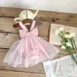 【66-90cm】ロンパース ベビー リボン ワンピース風 - 画像 (8)