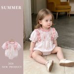 【66-90cm】ロンパース ベビー ピンク パフスリーブ スウィート