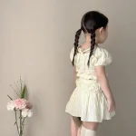 【73-100cm】セットアップ ベビー パフスリーブ スカート - 画像 (3)