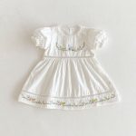 【80-130cm】ワンピース 女の子 刺繍 フラワー レース襟 バルーン袖 - 画像 (8)