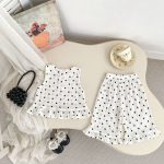 【73-120cm】 セットアップ 女の子 ドットノースリーブ - 画像 (4)
