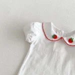 【66-90cm】ロンパース or シャツ ベビー イチゴ刺繍 サロペット - 画像 (14)