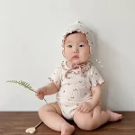 【66-90cm】ロンパース ベビー 帽子付き 小花柄 - 画像 (4)