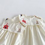 【66-130cm】ワンピースorロンパース ベビー サーカス 刺繍 ビッグカラー - 画像 (11)