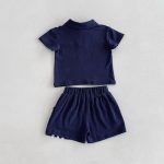 【80-130cm】セットアップ ストライプ柄 半袖ポロシャツ ショーツセット - 画像 (10)