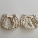 【73-100cm】パンツ ベビー 花柄 リボン付き シンプル