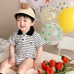 【66-90cm】ロンパース ベビー 折り襟 ボーダー柄 - 画像 (3)