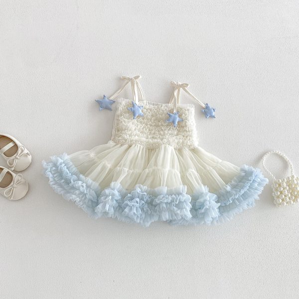 【73-100cm】ワンピース ベビー 星 チュール キャミソール