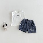 【73-100cm】トップスorショートパンツ ベビー カートゥーン シンプル - 画像 (3)