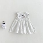 【73-100cm】ワンピース ベビー ピーターパンカラー ドット柄