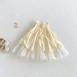 【73-100cm】ワンピース ベビー フラワー ホルターネック
