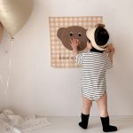 【66-90cm】ロンパース ベビー 折り襟 ボーダー柄 - 画像 (4)