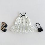 【73-100cm】ワンピース ベビー ホルターネック ドット柄
