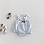 【66-90cm】ロンパース ベビー アップリケ ノースリープ