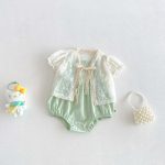 【73-100cm】セットアップ ベビー レース カーディガン&ロンパース