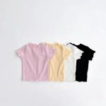 【73-120cm】Tシャツ ベビー 薄手 フリル シンプル