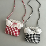 【GOODS】バッグ チェック柄 リボン付き 斜めがけ - 画像 (4)