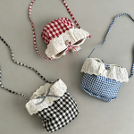 【GOODS】バッグ チェック柄 リボン付き 斜めがけ - 画像 (3)