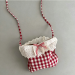 【GOODS】バッグ チェック柄 リボン付き 斜めがけ - 画像 (6)