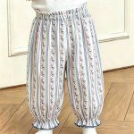 【73-100cm】ゴムすそパンツ ベビー フラワー 通園・お出かけに - 画像 (3)