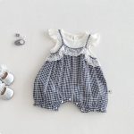 【66-90cm】セットアップ ベビー レース チェック柄