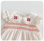【66-90cm】ロンパース ベビー 刺繍 ドット柄 スウィート - 画像 (5)