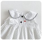 【73-100cm】ワンピース ベビー ピーターパンカラー ドット柄 - 画像 (5)
