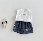 【73-100cm】トップスorショートパンツ ベビー カートゥーン シンプル