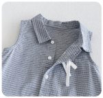 【73-100cm】ワンピース ベビー ノースリープ 折り襟 ボーダー柄 - 画像 (6)