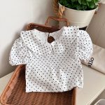 【66-100cm】Tシャツ ベビー ドットORリボン 折り襟 - 画像 (9)