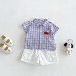 【73-100cm】トップスorショートパンツ ベビー チェック柄 薄手 - 画像 (2)
