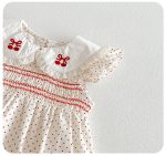 【66-90cm】ロンパース ベビー 刺繍 ドット柄 スウィート - 画像 (7)