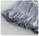 【73-100cm】ワンピース ベビー ノースリープ 折り襟 ボーダー柄 - 画像 (7)