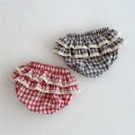 【66-100cm】ショートパンツ ベビー チェック柄 レース