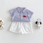 【73-100cm】トップスorショートパンツ ベビー チェック柄 薄手 - 画像 (3)