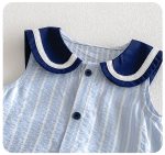【66-90cm】ロンパース ベビー ノースリープ ストライプ - 画像 (9)