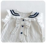 【73-100cm】セットアップ ベビー ストライプ リボン付き - 画像 (6)